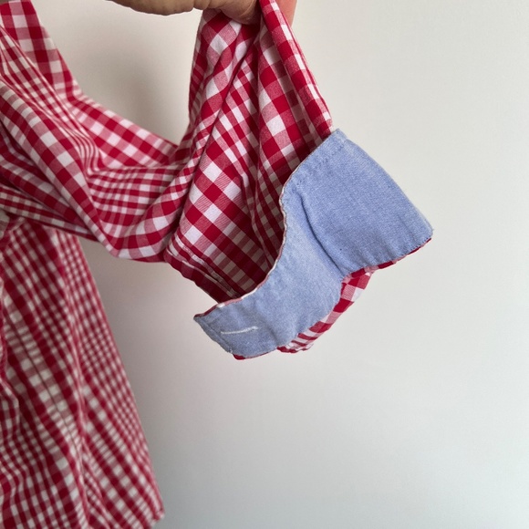 Attitude - Red &White Checkered Long Sleeve Casual Button Down Shirt - Picture 3 of 8